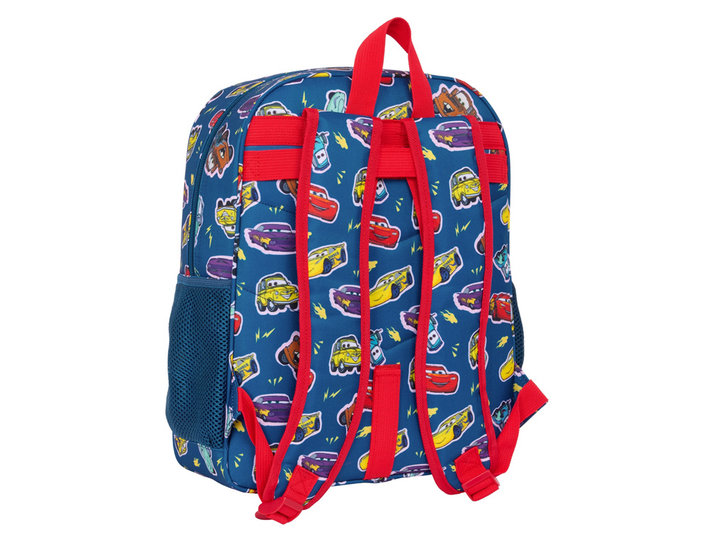 MOCHILA SAFTA JUNIOR ADAPTABLE A CARRO CARS RACING 380X320X120 MM