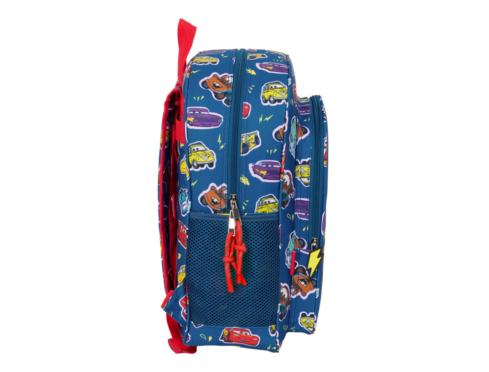 MOCHILA SAFTA JUNIOR ADAPTABLE A CARRO CARS RACING 380X320X120 MM