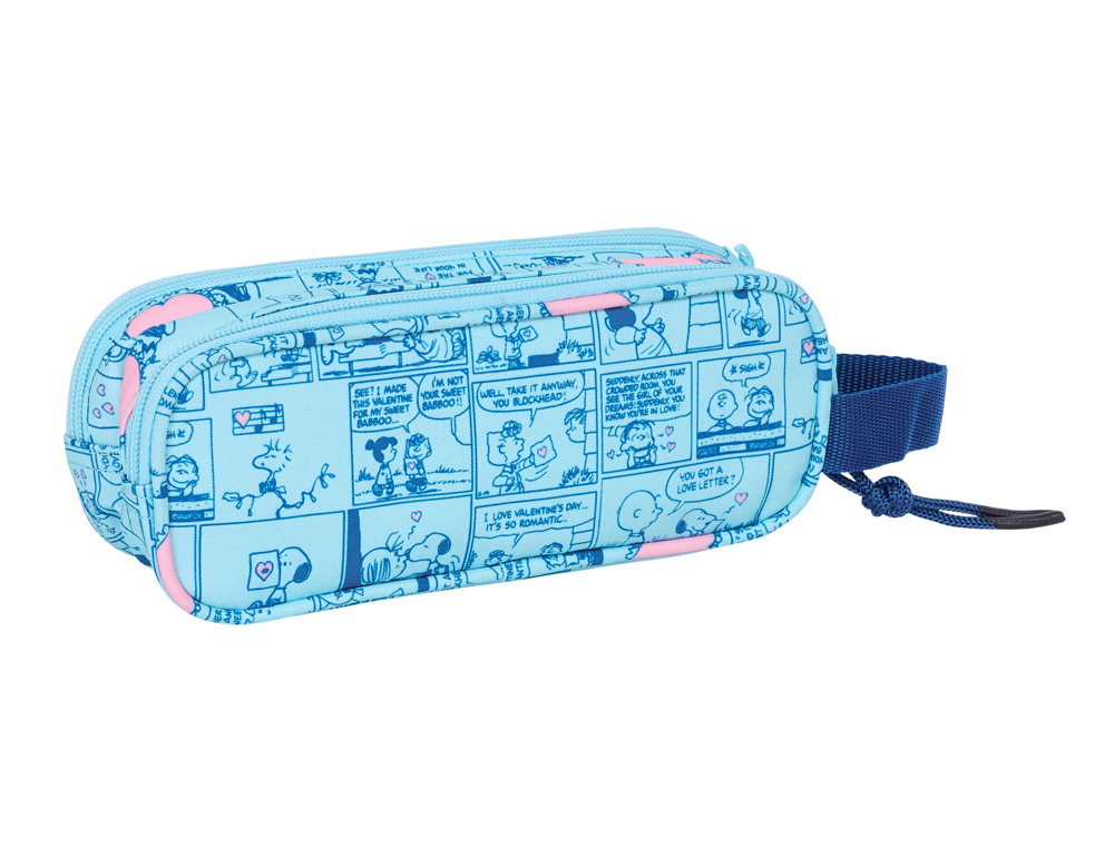 BOLSO ESCOLAR PORTATODO SAFTA DOBLE SNOOPY LOVE 80X210X60 MM