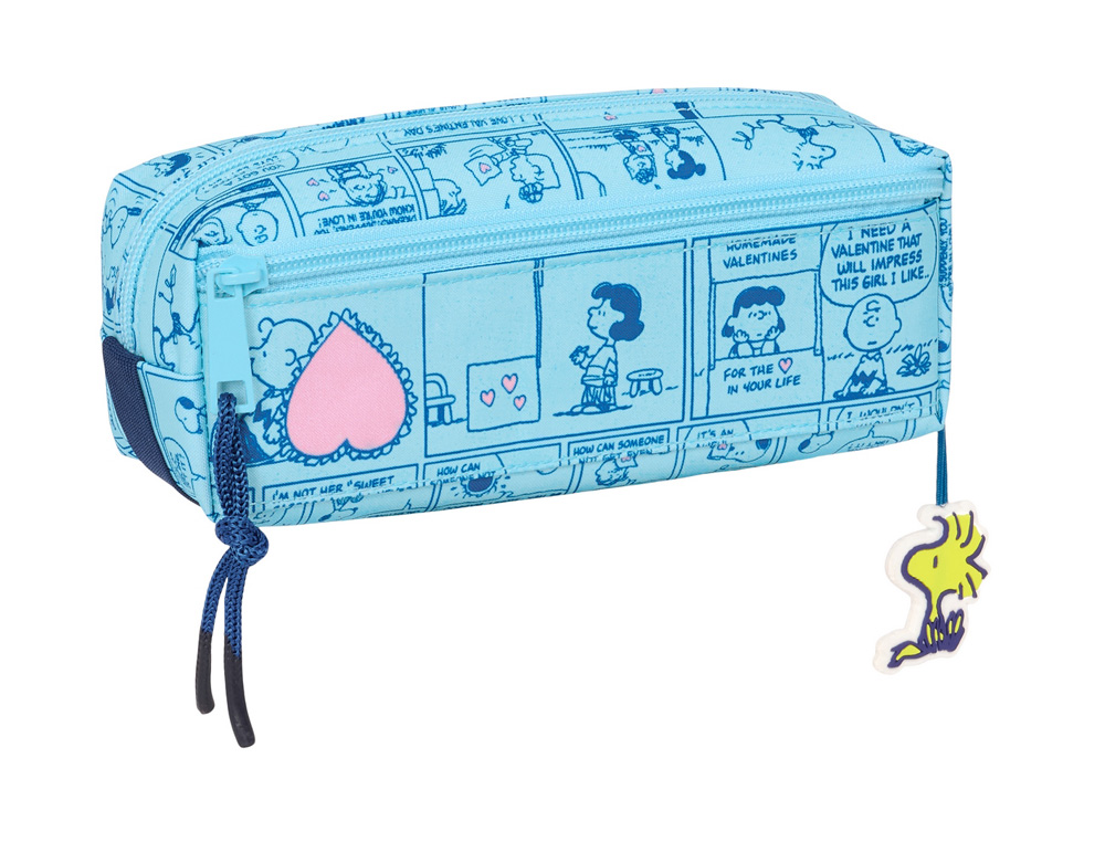 BOLSO ESCOLAR PORTATODO SAFTA TRIPLE CON GOMA ELASTICA 22CM SNOOPY LOVE 85X220X60 MM