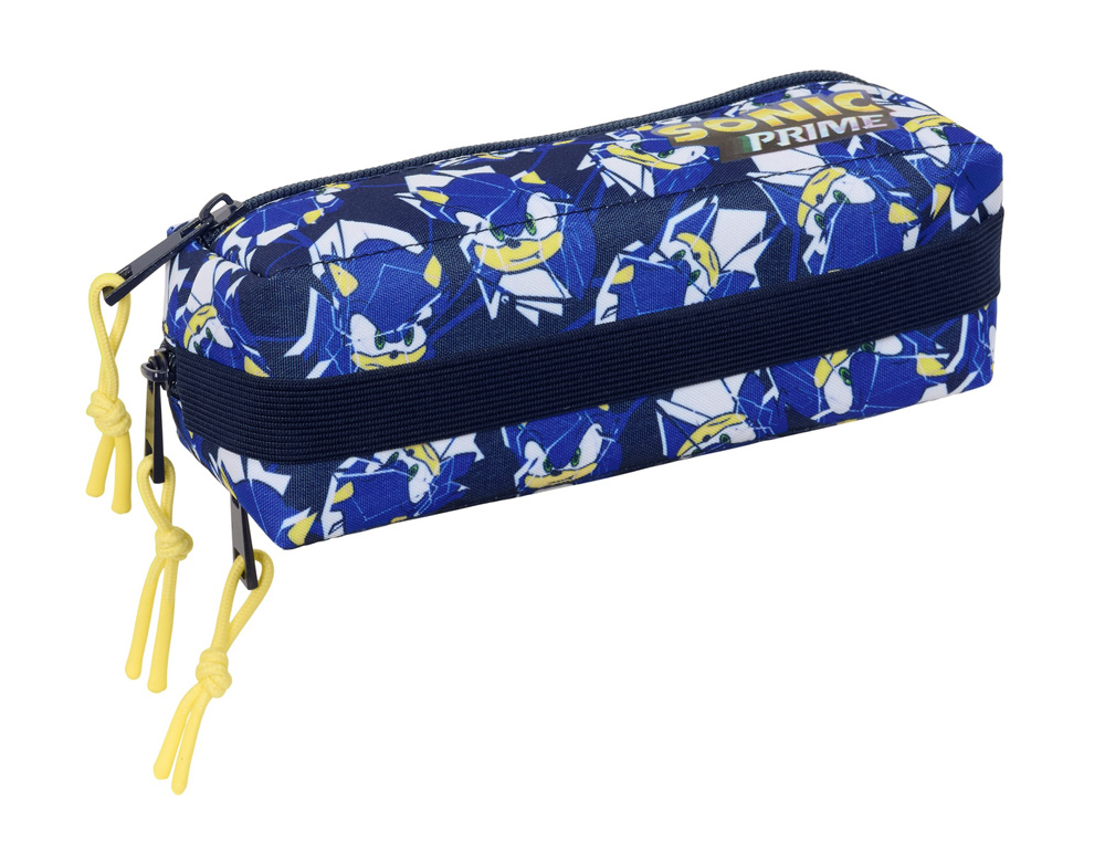 BOLSO ESCOLAR PORTATODO SAFTA TRIPLE CON GOMA ELASTICA 22CM SONIC PRIME CITY 85X220X60 MM