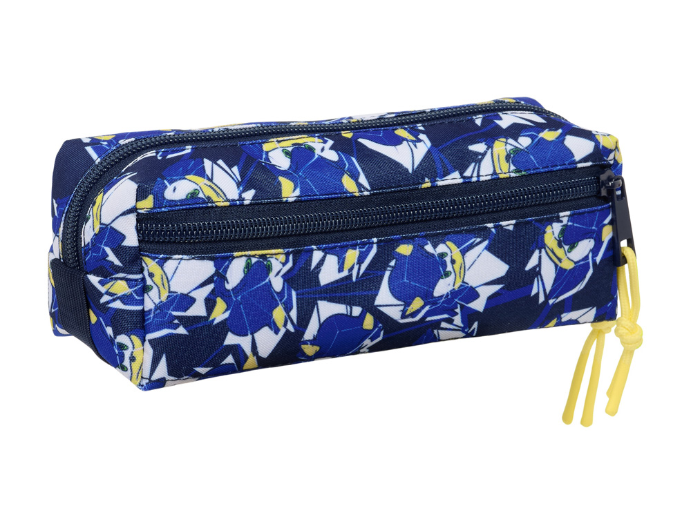 BOLSO ESCOLAR PORTATODO SAFTA TRIPLE CON GOMA ELASTICA 22CM SONIC PRIME CITY 85X220X60 MM