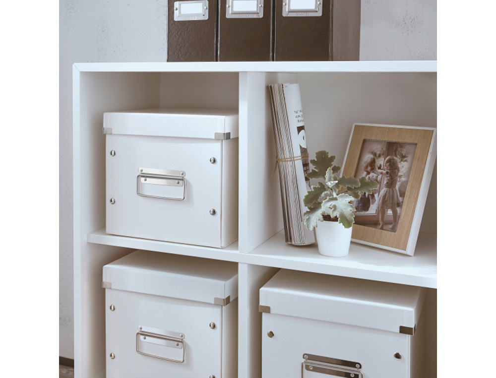 CAJA DE ALMACENAMIENTO LEITZ CLICK&STORE CUBICA MEDIANA COLOR BLANCO 265X265X250 MM