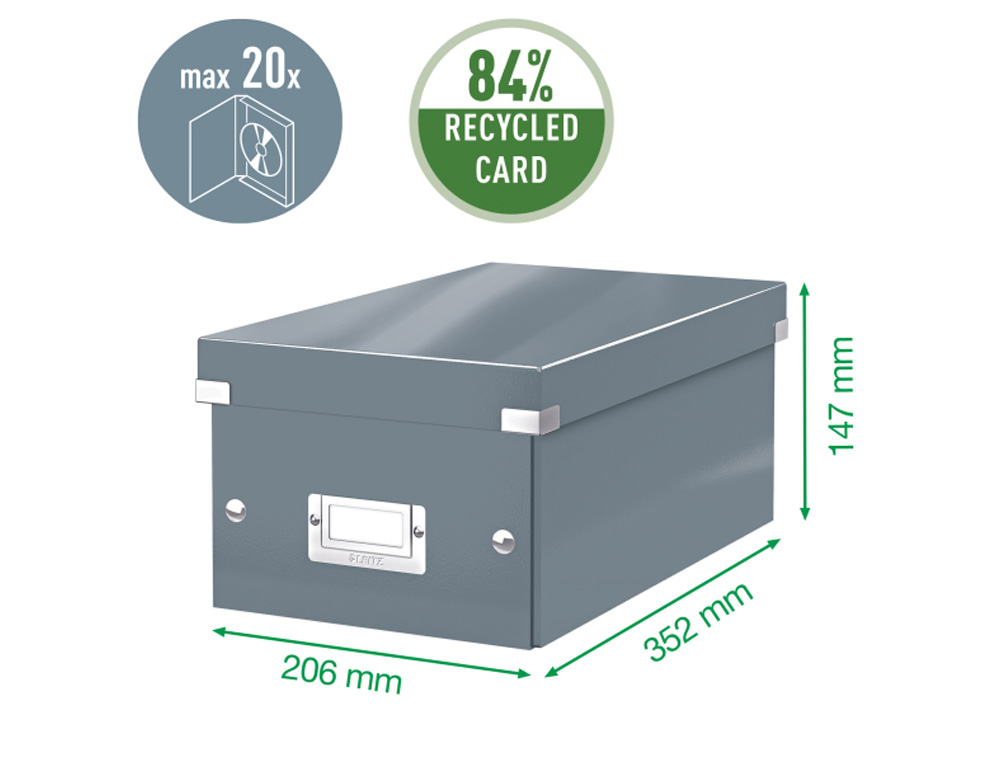 CAJA DE ALMACENAMIENTO LEITZ CLICK&STORE DVD BOX COLOR VERDE 206X147X352 MM