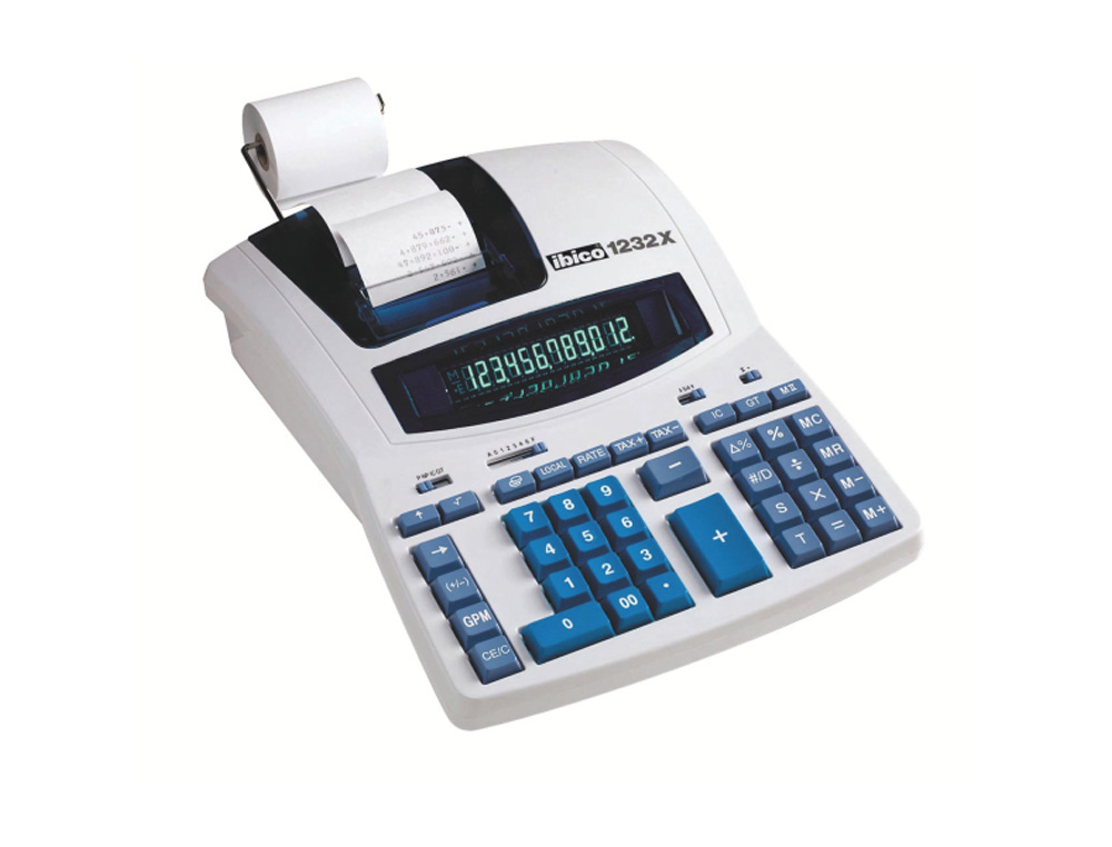 CALCULADORA IBICO 1232X IMPRESORA PANTALLA FLUOR PAPEL 57 MM 12 DIGITOS IMPRESION BICOLOR