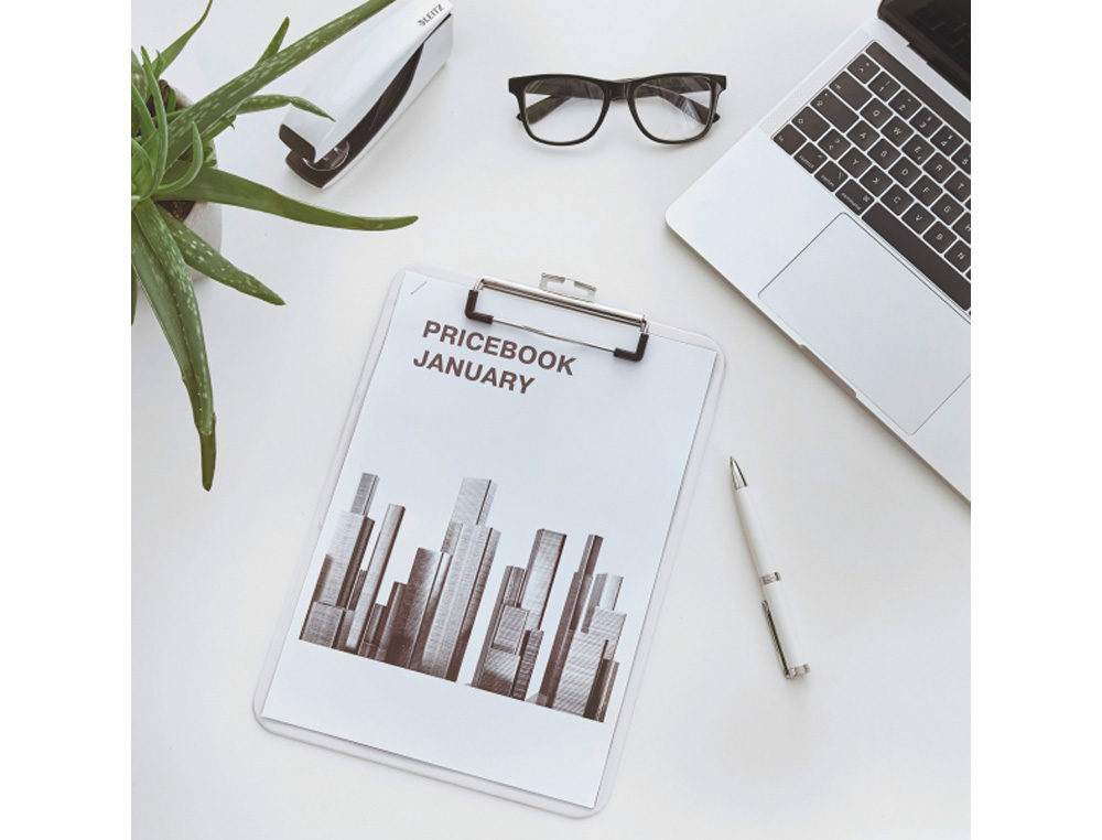 CARPETA LEITZ WOW PLASTICO RIGIDO DIN A4 CON PINZA SUPERIOR COLOR BLANCO