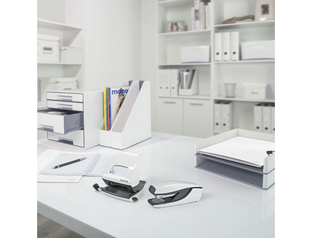 CARPETA LEITZ WOW PLASTICO RIGIDO DIN A4 CON PINZA SUPERIOR COLOR BLANCO