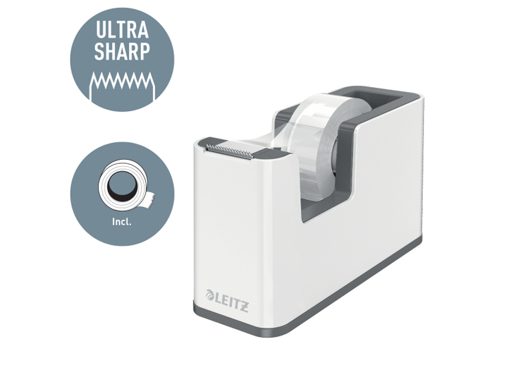 PORTARROLLO SOBREMESA LEITZ WOW DUAL PLASTICO PARA CINTAS 33 MT COLOR BLANCO/VERDE