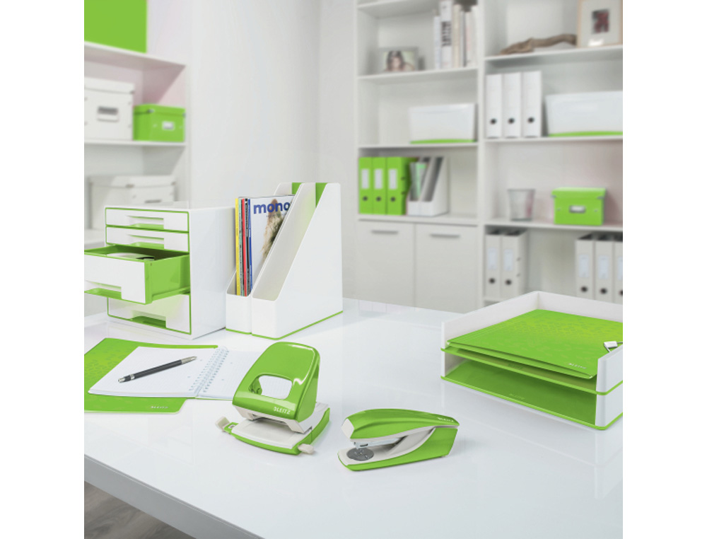 PORTARROLLO SOBREMESA LEITZ WOW DUAL PLASTICO PARA CINTAS 33 MT COLOR BLANCO/VERDE