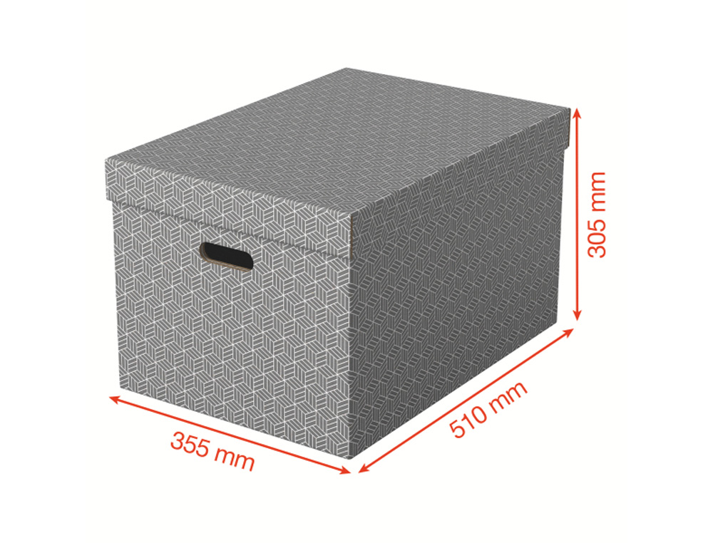 CAJA DE ALMACENAJE ESSELTE GRANDE COLOR GRIS 510X355X305 MM PACK DE 3 UNIDADES