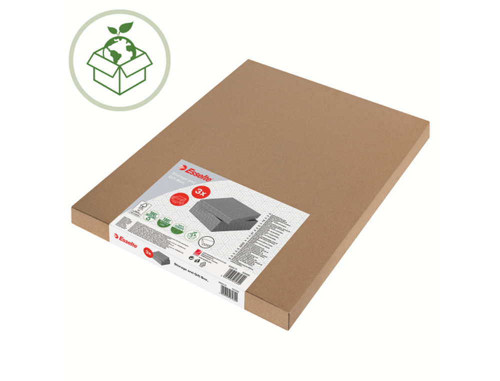 CAJA DE ALMACENAJE ESSELTE GRANDE COLOR GRIS 510X355X305 MM PACK DE 3 UNIDADES