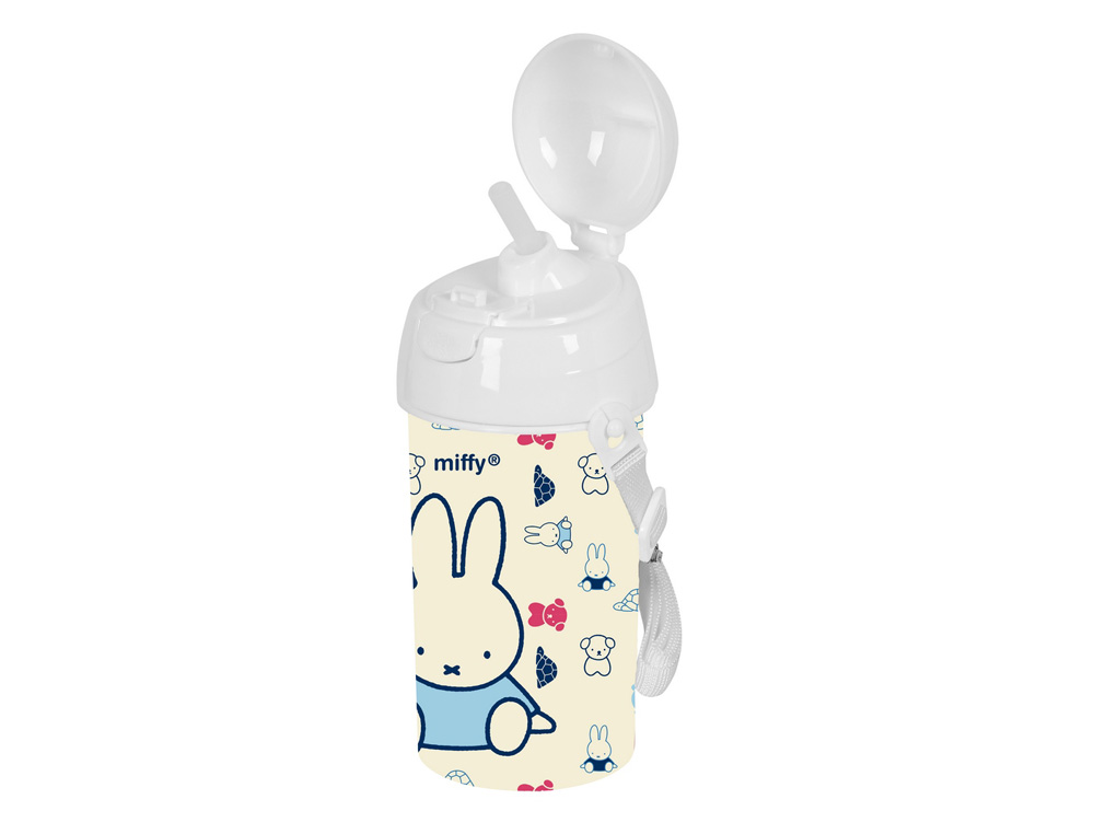 BOTELLA PORTALIQUIDOS SAFTA 500ML APERTURA AUTOMATICA CON PAJITA MIFFY BUDDY 195X75X75 MM