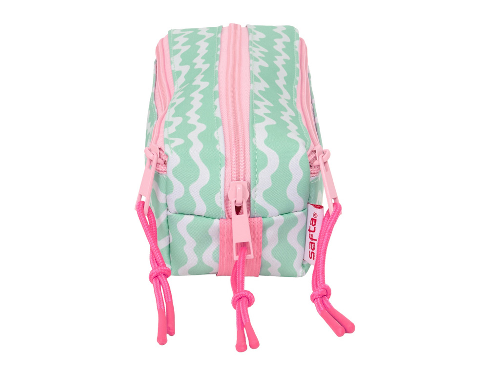 BOLSO ESCOLAR PORTATODO SAFTA TRIPLE PEQUEÑO CON GOMA ELASTICA 22CM STITCH ICE CREAM 85X220X60 MM