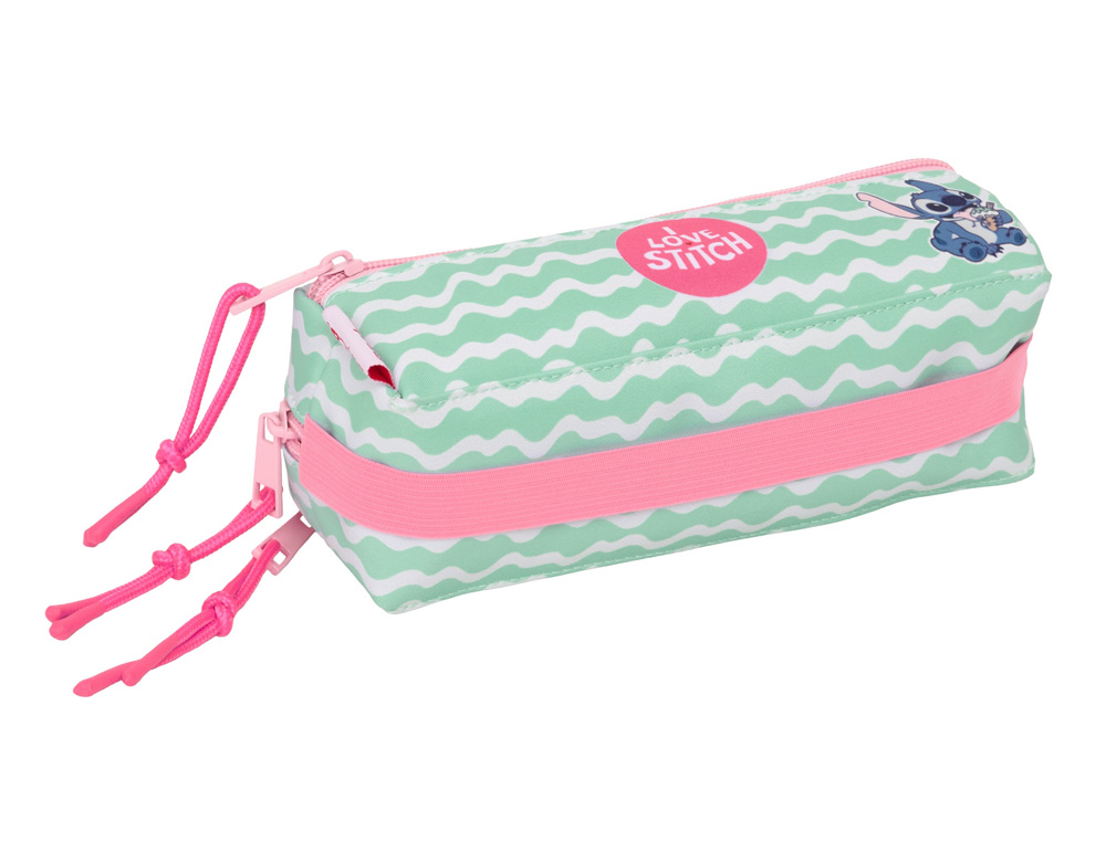 BOLSO ESCOLAR PORTATODO SAFTA TRIPLE PEQUEÑO CON GOMA ELASTICA 22CM STITCH ICE CREAM 85X220X60 MM
