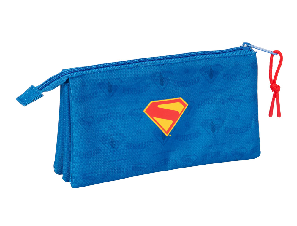 BOLSO ESCOLAR PORTATODO SAFTA TRIPLE SUPERMAN 120X220X30 MM