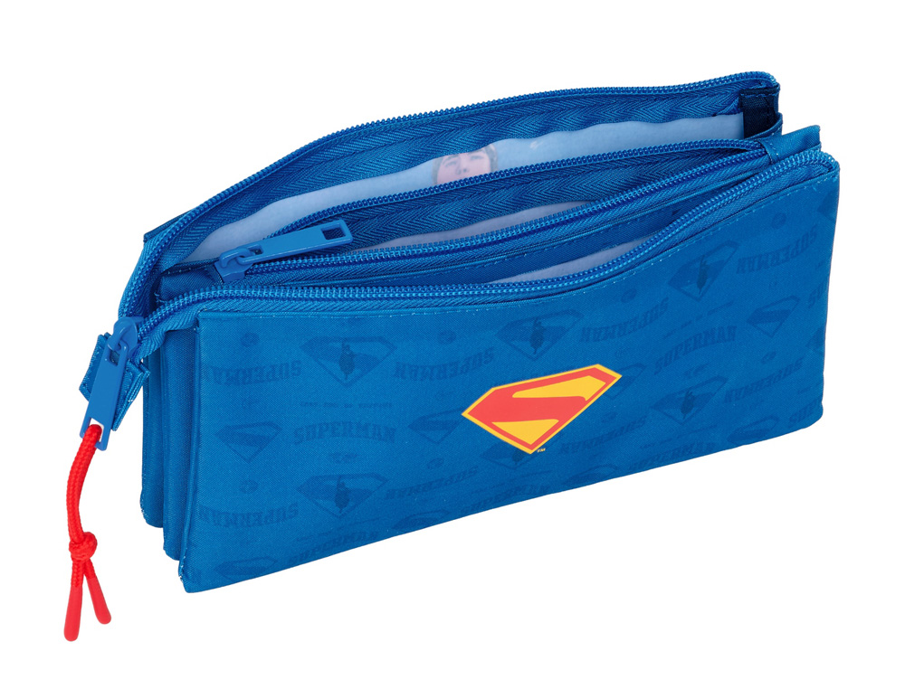 BOLSO ESCOLAR PORTATODO SAFTA TRIPLE SUPERMAN 120X220X30 MM