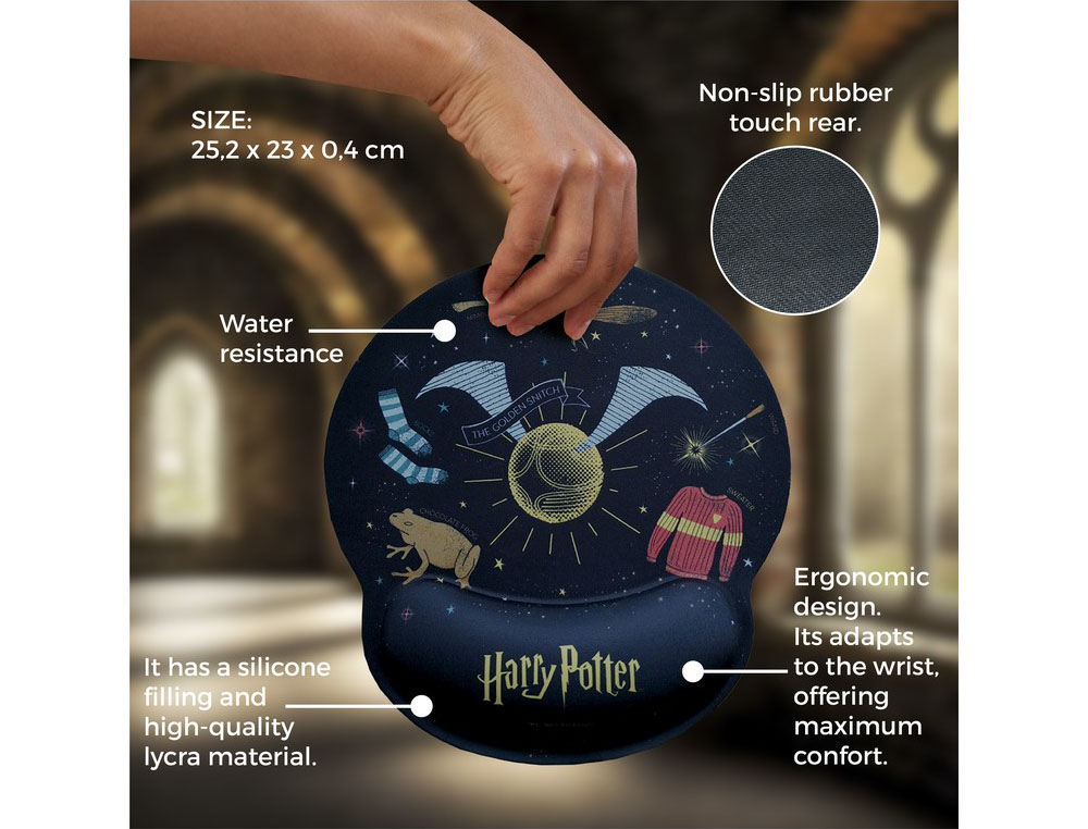 ALFOMBRILLA DE RATON HARRY POTTER DE GEL ERGONOMICA 250X230 MM