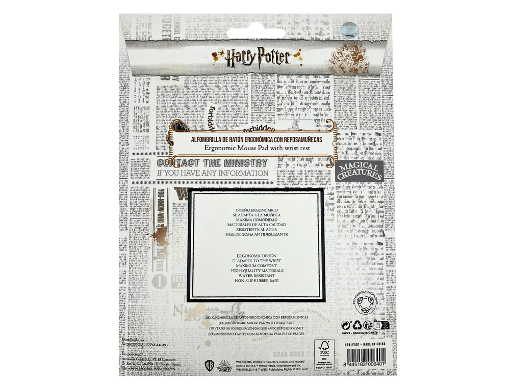 ALFOMBRILLA DE RATON HARRY POTTER DE GEL ERGONOMICA 250X230 MM