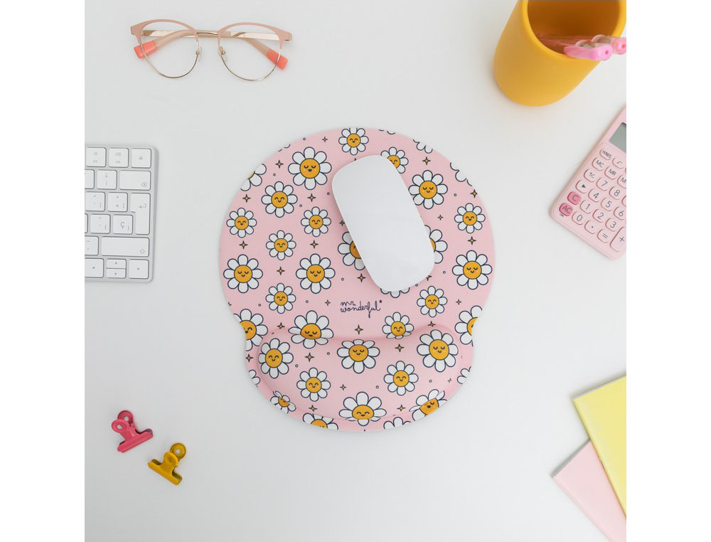 ALFOMBRILLA DE RATON MR WONDERFUL DE GEL ERGONOMICA MARGARITAS 250X230 MM