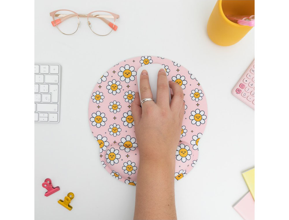 ALFOMBRILLA DE RATON MR WONDERFUL DE GEL ERGONOMICA MARGARITAS 250X230 MM