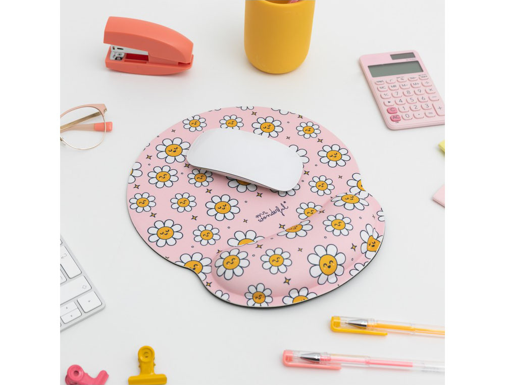 ALFOMBRILLA DE RATON MR WONDERFUL DE GEL ERGONOMICA MARGARITAS 250X230 MM