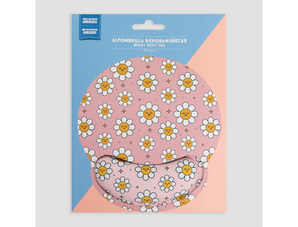 ALFOMBRILLA DE RATON MR WONDERFUL DE GEL ERGONOMICA MARGARITAS 250X230 MM