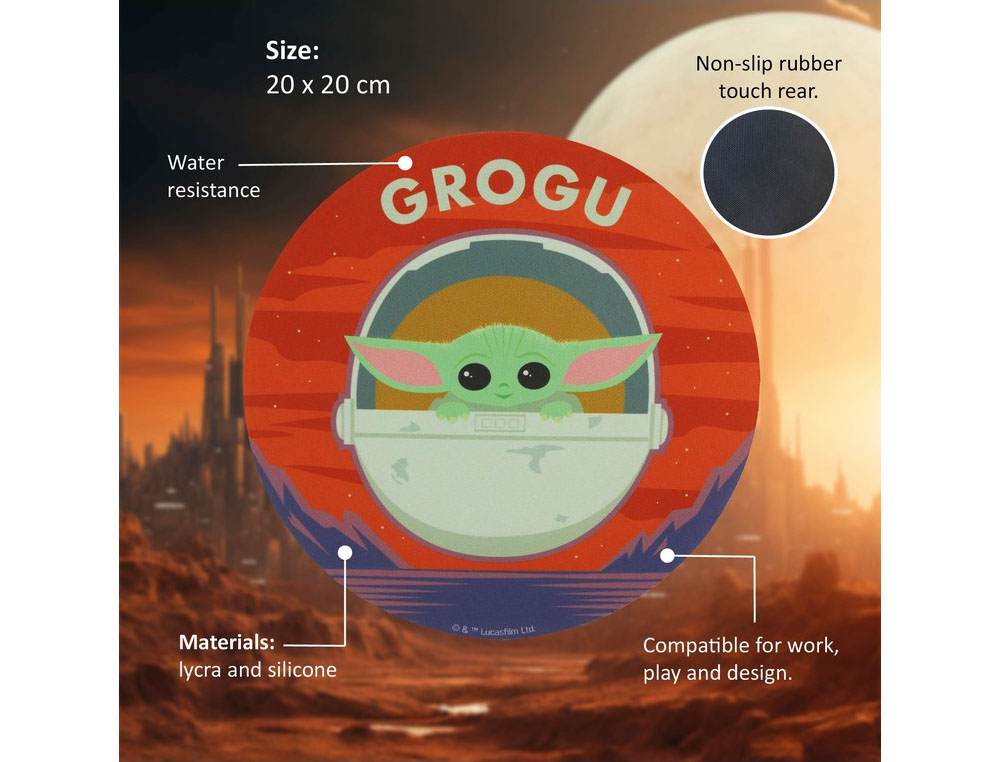 ALFOMBRILLA DE RATON MANDALORIAN REDONDA GROGU 200 MM