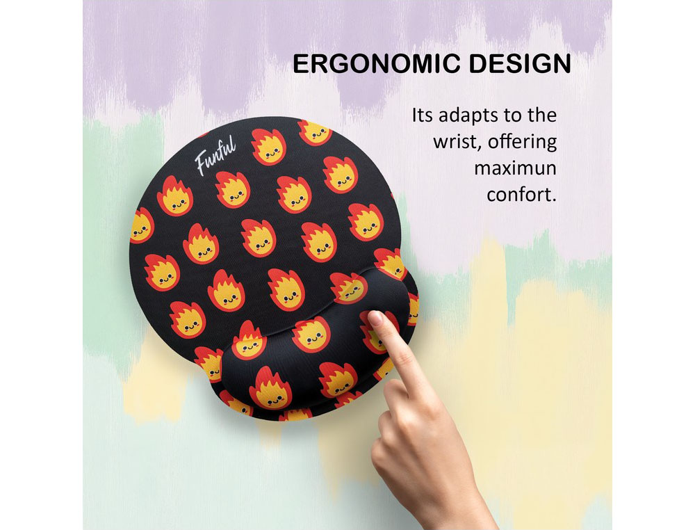 ALFOMBRILLA DE RATON FUNFUL DE GEL ERGONOMICA FUEGOTE 250X230 MM