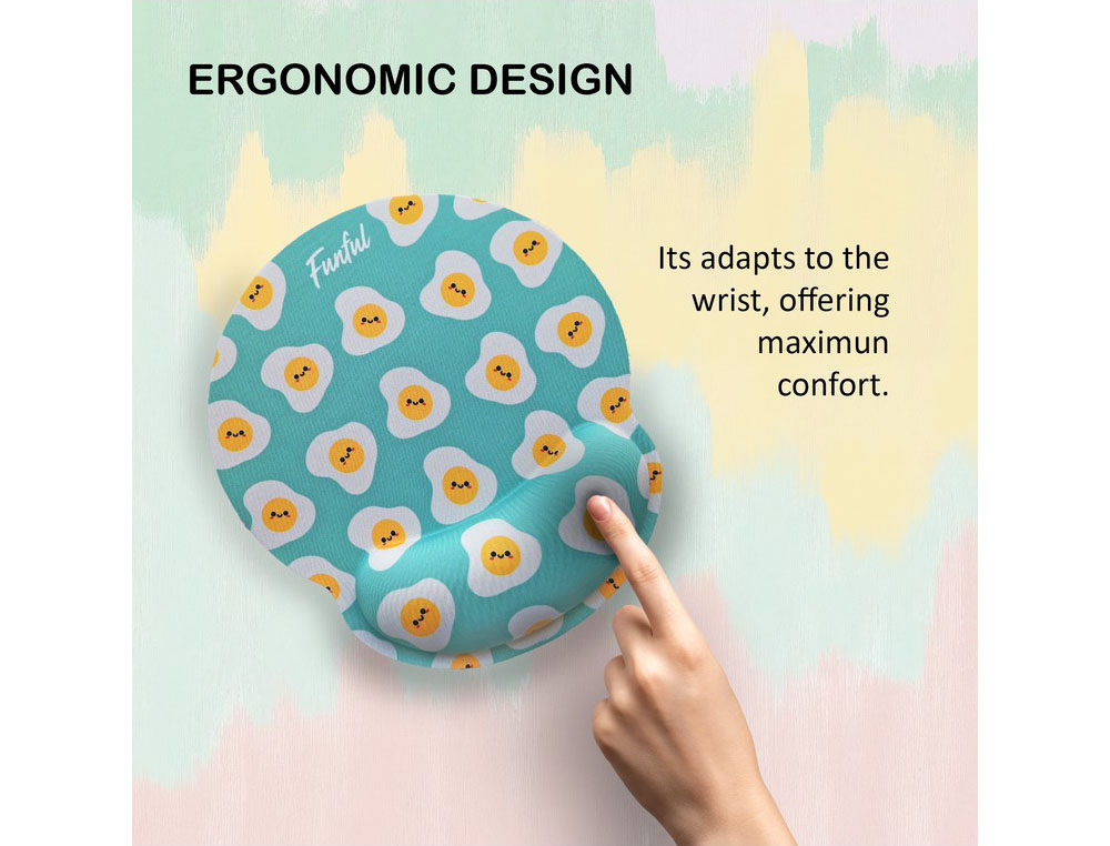 ALFOMBRILLA DE RATON FUNFUL DE GEL ERGONOMICA HUEVON 250X230 MM