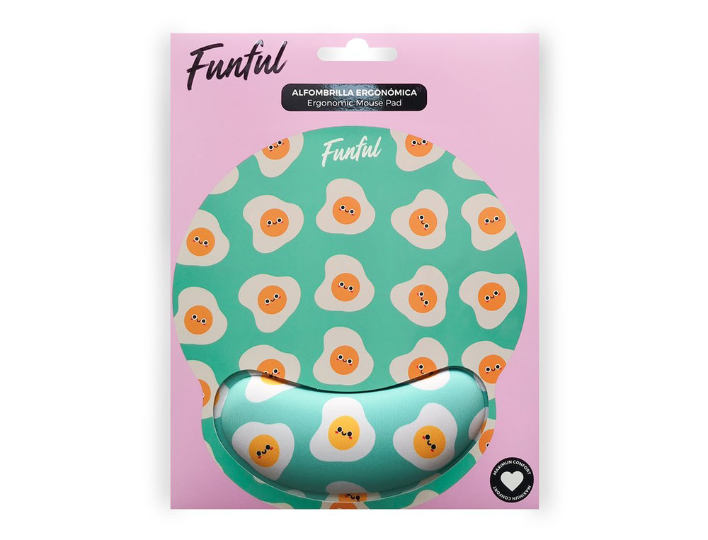 ALFOMBRILLA DE RATON FUNFUL DE GEL ERGONOMICA HUEVON 250X230 MM