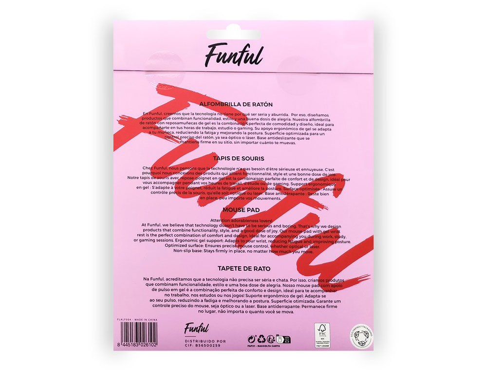 ALFOMBRILLA DE RATON FUNFUL DE GEL ERGONOMICA HUEVON 250X230 MM
