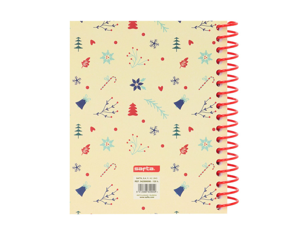 CUADERNO ESPIRAL SAFTA A6 120H 60 GR MICROPERFORADO CUADRO 5 MM TAPA FORRADA COMPLEMENTOS SAFTA