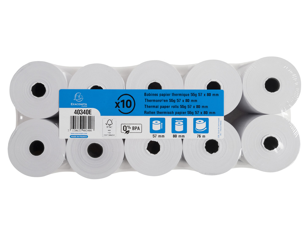 ROLLO SUMADORA EXACOMPTA TERMICO 55 GR 57X80 MM SIN BPA