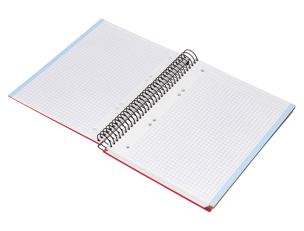 CUADERNO ESPIRAL LIDERPAPEL A5 MICRO PAPERCOAT TAPA FORRADA 140H 75GR CUADRO5MM 5 BANDA S 6 TALADROS ROJO