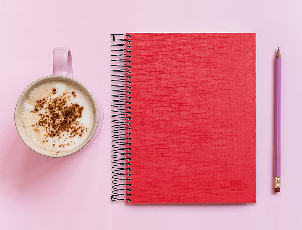 CUADERNO ESPIRAL LIDERPAPEL A5 MICRO PAPERCOAT TAPA FORRADA 140H 75GR CUADRO5MM 5 BANDA S 6 TALADROS ROJO