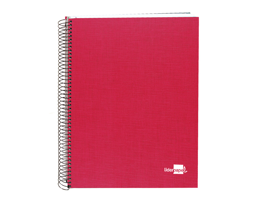 CUADERNO ESPIRAL LIDERPAPEL A5 MICRO PAPERCOAT TAPA FORRADA 140H 75GR CUADRO5MM 5 BANDA S 6 TALADROS ROJO