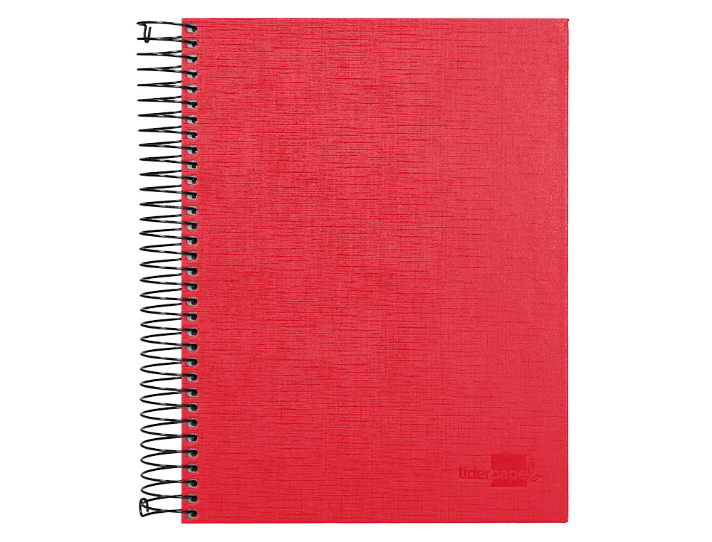 CUADERNO ESPIRAL LIDERPAPEL A5 MICRO PAPERCOAT TAPA FORRADA 140H 75GR CUADRO5MM 5 BANDA S 6 TALADROS ROJO