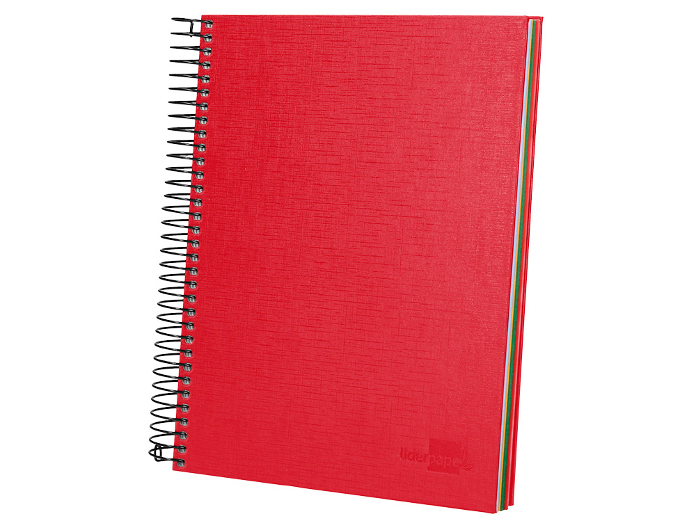 CUADERNO ESPIRAL LIDERPAPEL A5 MICRO PAPERCOAT TAPA FORRADA 140H 75GR CUADRO5MM 5 BANDA S 6 TALADROS ROJO