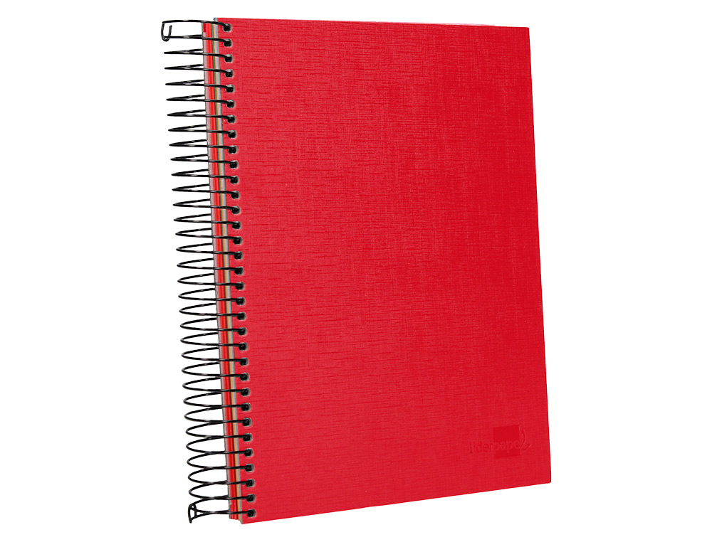 CUADERNO ESPIRAL LIDERPAPEL A5 MICRO PAPERCOAT TAPA FORRADA 140H 75GR CUADRO5MM 5 BANDA S 6 TALADROS ROJO