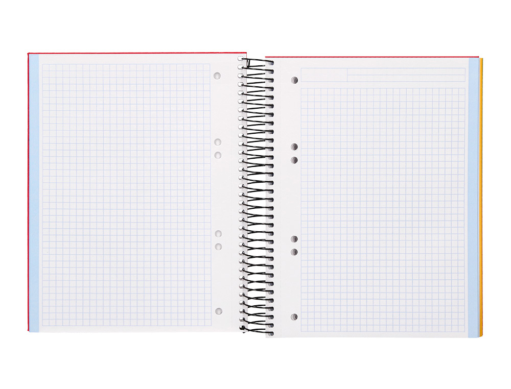 CUADERNO ESPIRAL LIDERPAPEL A5 MICRO PAPERCOAT TAPA FORRADA 140H 75GR CUADRO5MM 5 BANDA S 6 TALADROS ROJO