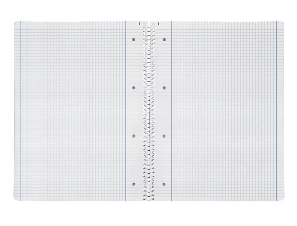 CUADERNO ESPIRAL LIDERPAPEL A4 MICRO SERIE AZUL TAPA BLANDA 80H 75GR CUADRO 5MM CON MAR GEN 4 TALADROS AZUL