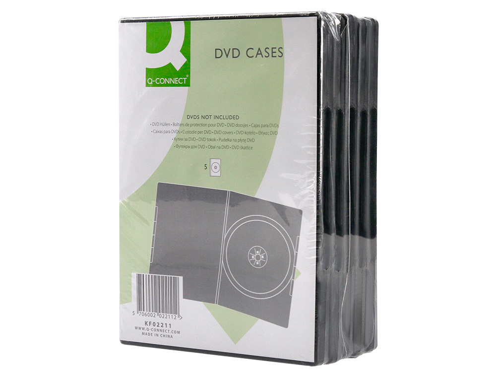 CAJA DVD Q-CONNECT -CON INTERIOR NEGRO -PACK DE 5 UNIDADES