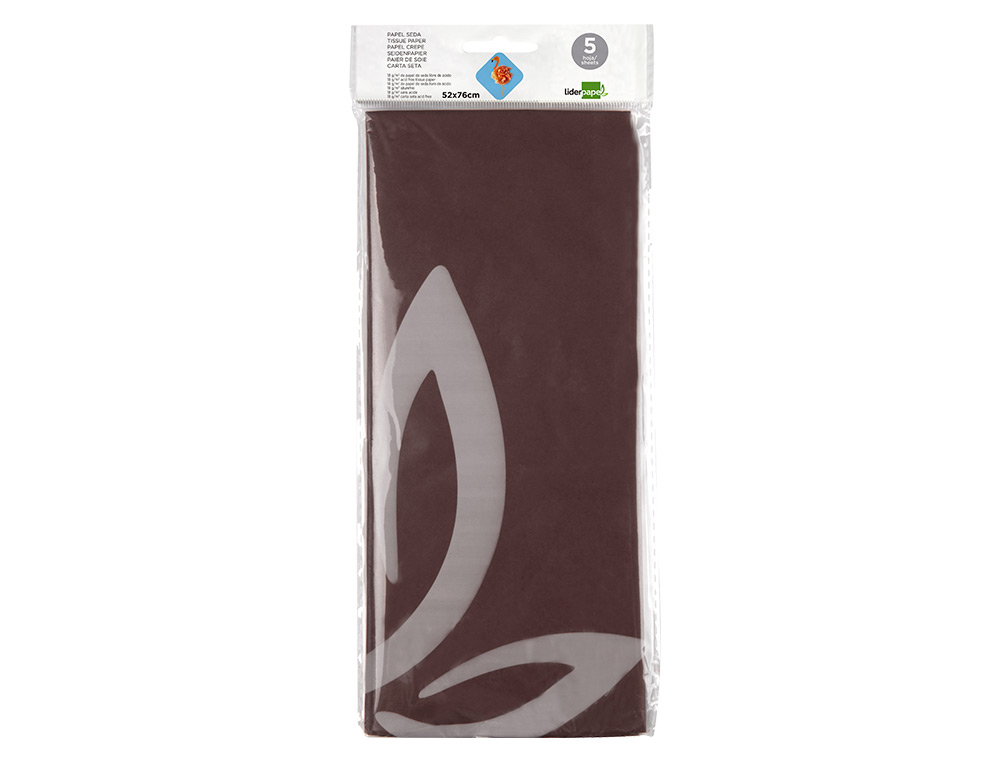 PAPEL SEDA LIDERPAPEL 52X76CM 18G/M2 BOLSA DE 5 HOJAS MARRON