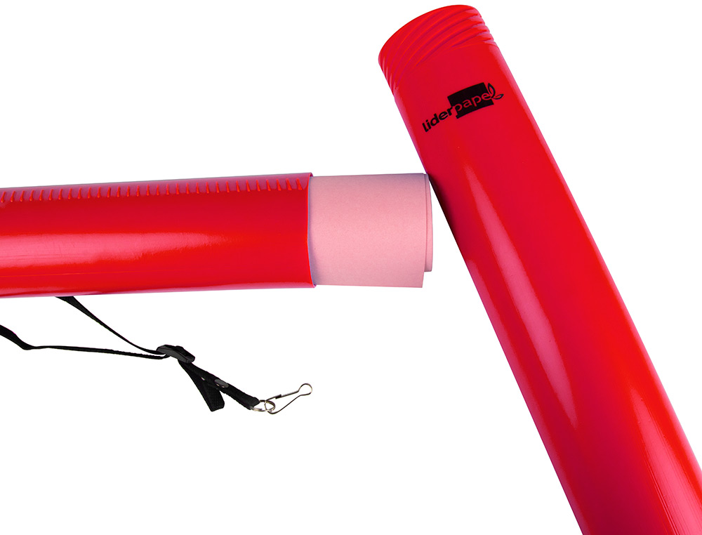 PORTAPLANOS PLASTICO LIDERPAPEL DIAMETRO 6 CM EXTENSIBLE HASTA 80 ROJO