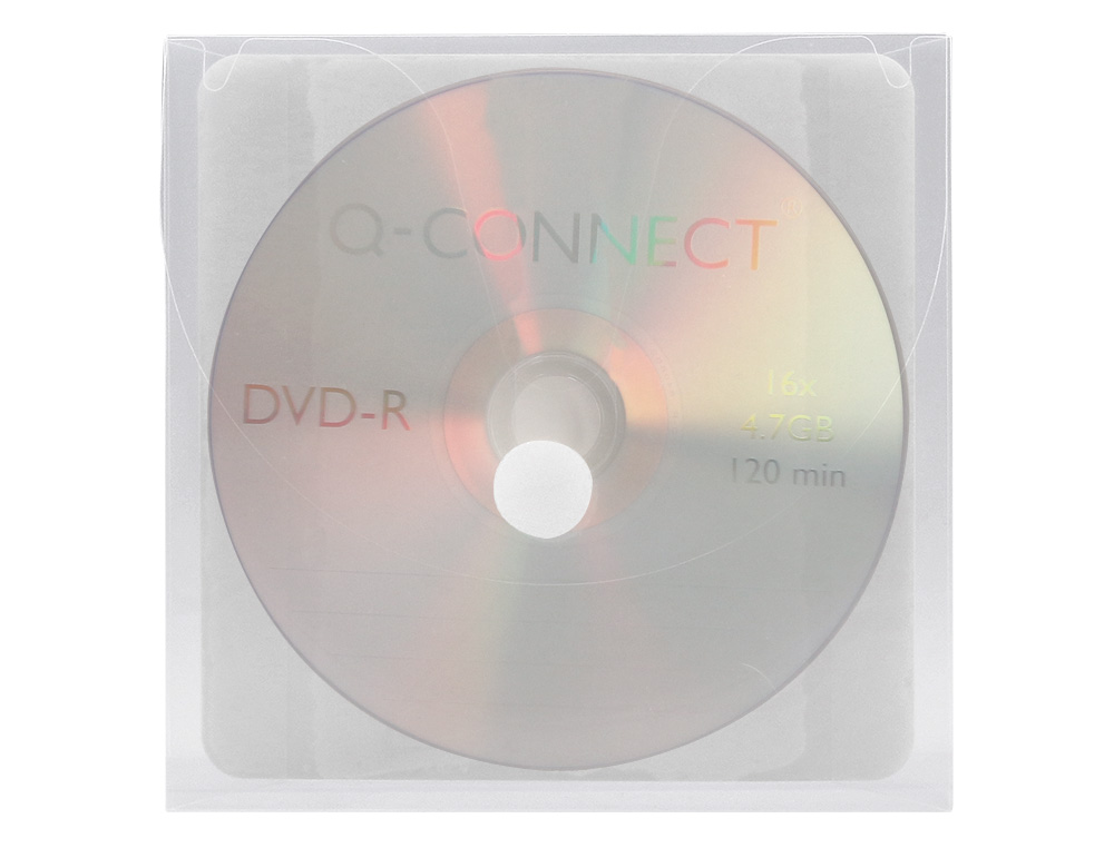 SOBRE PARA CD Q-CONNECT POLIPROPILENO AUTOADHESIVO CONVELCRO-BOLSA CON 5 UNIDADES-