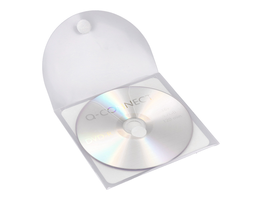 SOBRE PARA CD Q-CONNECT POLIPROPILENO AUTOADHESIVO CONVELCRO-BOLSA CON 5 UNIDADES-