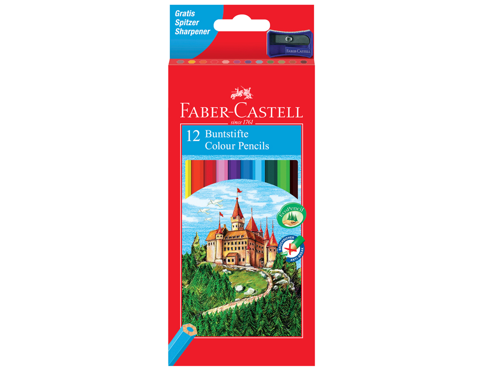 LAPICES DE COLORES FABER CASTELL HEXAGONAL MADERA REFORESTADA CAJA DE 12 UNIDADES COLORES SURTIDOS