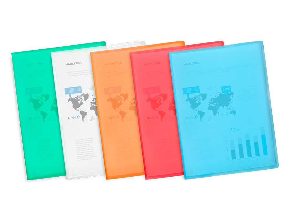 CARPETA LIDERPAPEL ESCAPARATE 47051 40 FUNDAS POLIPROPILENO TRASLUCIDA DIN A4 NARANJA FROSTY