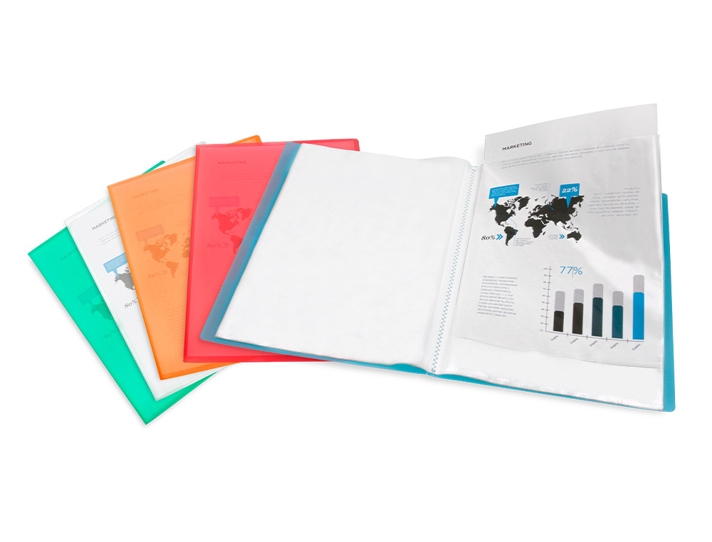 CARPETA LIDERPAPEL ESCAPARATE 47051 40 FUNDAS POLIPROPILENO TRASLUCIDA DIN A4 NARANJA FROSTY