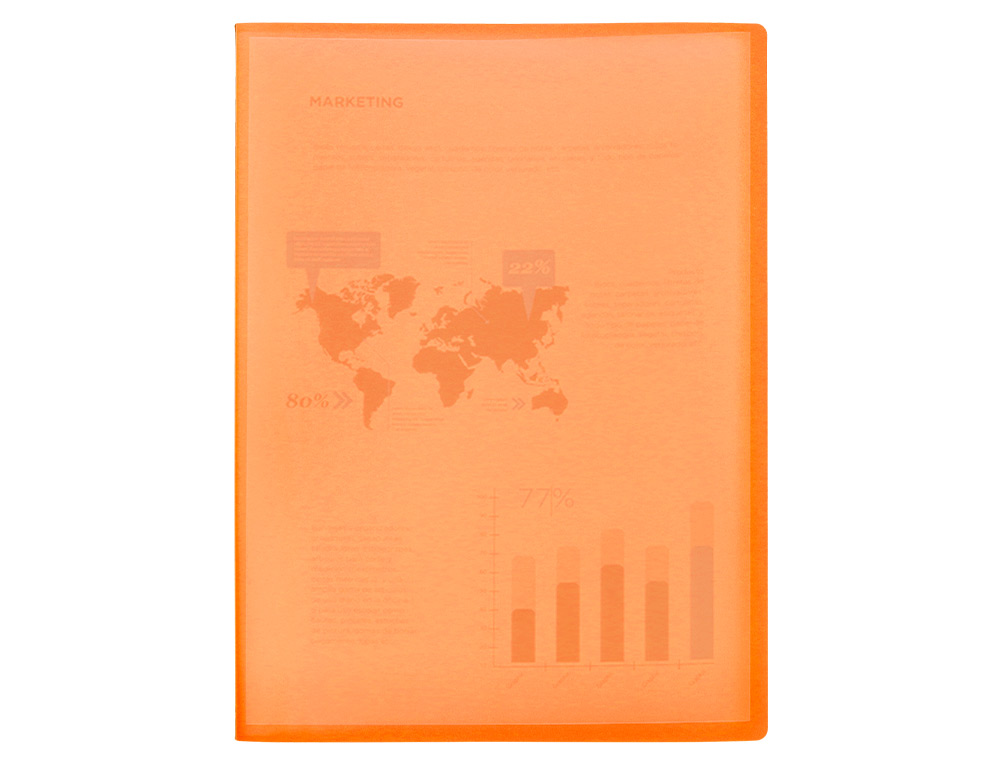 CARPETA LIDERPAPEL ESCAPARATE 47051 40 FUNDAS POLIPROPILENO TRASLUCIDA DIN A4 NARANJA FROSTY